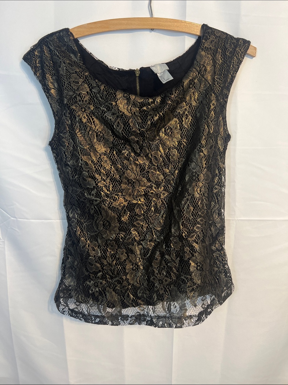Vintage Y2K black gold lace blouse